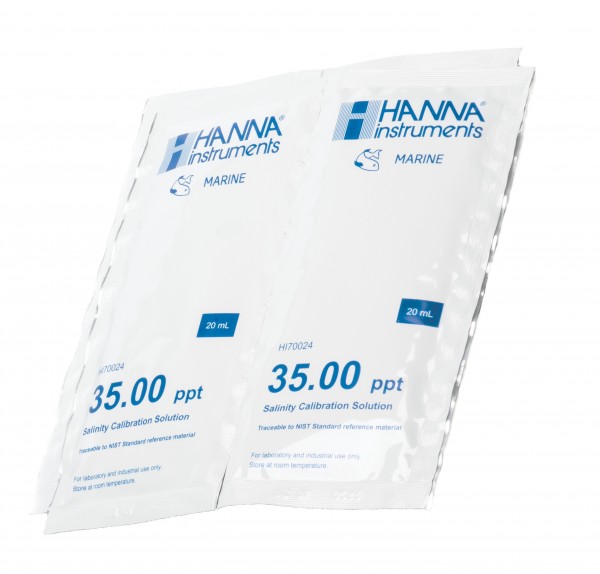Hanna HI70024P Kalibrierlösung 35,00ppt, 25 x 20mL-Beutel.